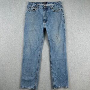 ARMY NAVY Mens Jeans 36x32 Blue Straight‎ Leg Classic Denim Pants Distressed